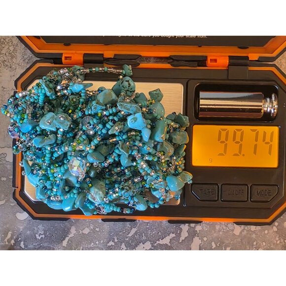 Multistrand Turquoise Chips & Beads Necklace With Silver-Tone Magnetic Clasp 18" - Picture 6 of 12